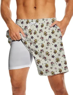 Mens Swim Trunks Swimming Trunks with Compression Liner Board Shorts 7 inch Swim Shorts Swimsuit