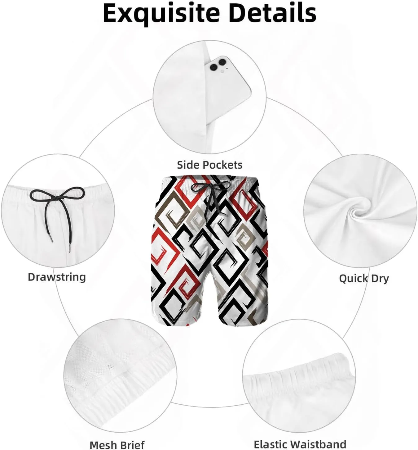 Mens Swim Trunks with Mesh Lining,9 Inch Quick Dry Board Shorts Bathing Suit Swimsuit Beach Pants Swimwear