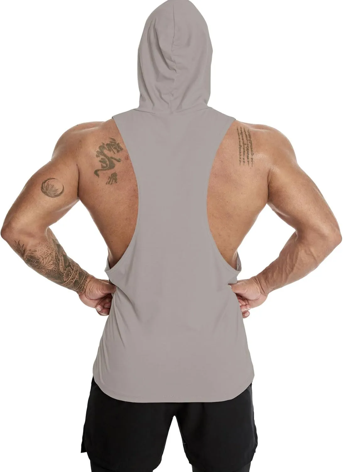 Men's Workout Hooded Tank Tops Sleeveless Gym Hoodie Shirt Bodybuilding Muscle Cut Off T Shirt