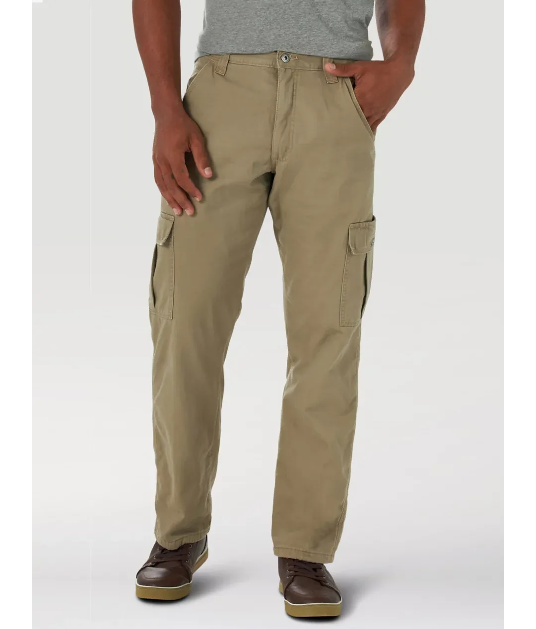 New with tags! MEN'S FLEECE LINED RELAXED FIT CARGO PANT IN BRITISH KHAKI, SZ 38X30!