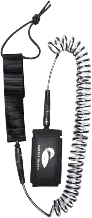 Paddle North 10 ft Coiled SUP Ankle Leash with Comfortable Strap for Stand-Up Paddle Boards in Flat and Open Water, Tether and Ankle Leash for Surfboards