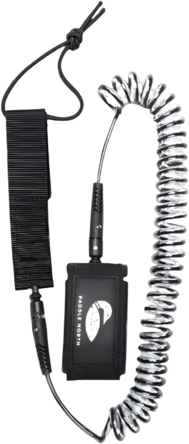 Paddle North 10 ft Coiled SUP Ankle Leash with Comfortable Strap for Stand-Up Paddle Boards in Flat and Open Water, Tether and Ankle Leash for Surfboards