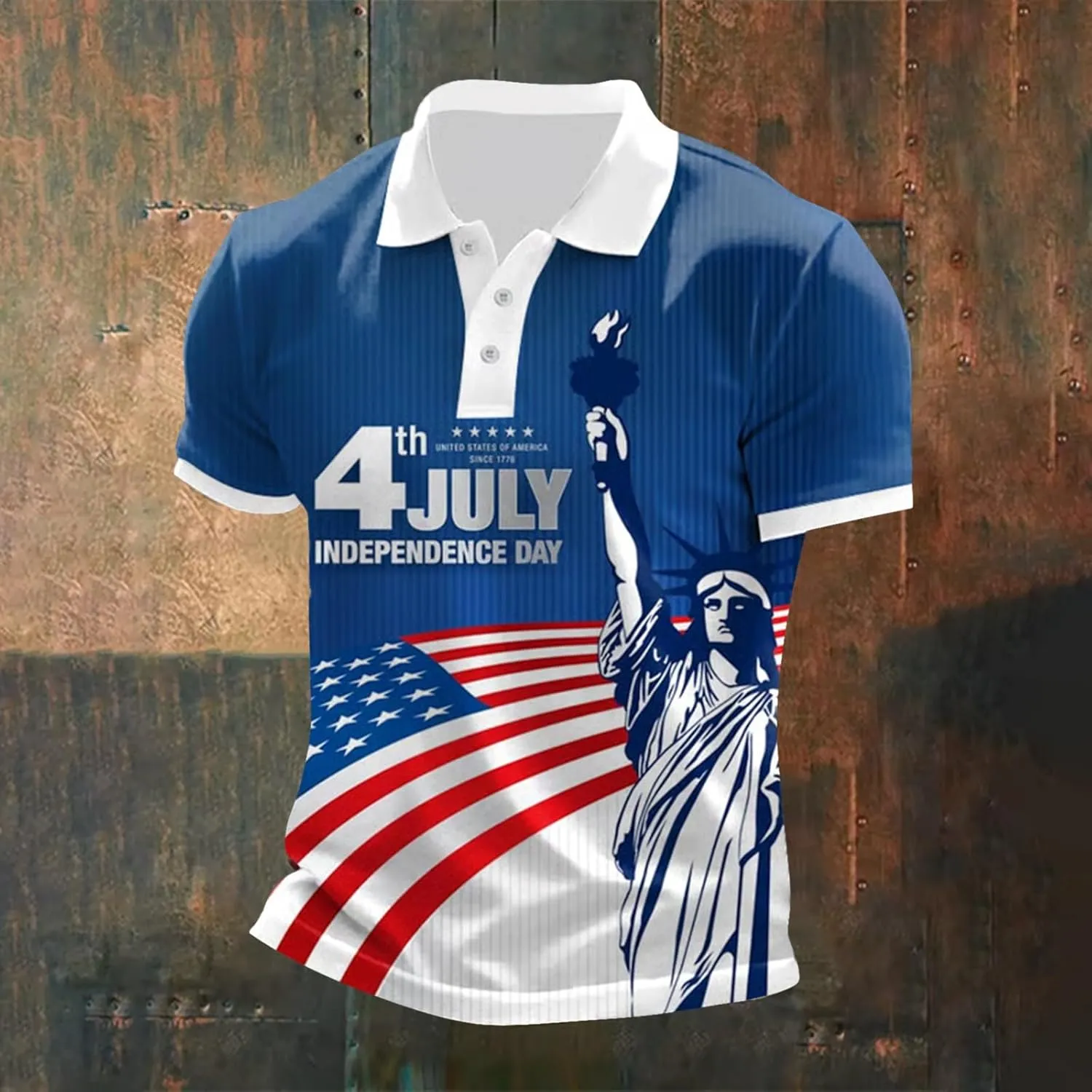 Polo Shirts for Men American Flag Patriotic Short Sleeve Performance Golf Shirt Dry Fit 4th of July USA Gym T-Shirts