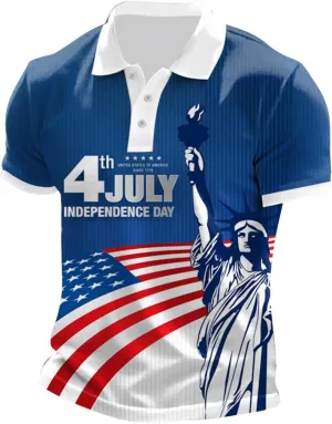 Polo Shirts for Men American Flag Patriotic Short Sleeve Performance Golf Shirt Dry Fit 4th of July USA Gym T-Shirts