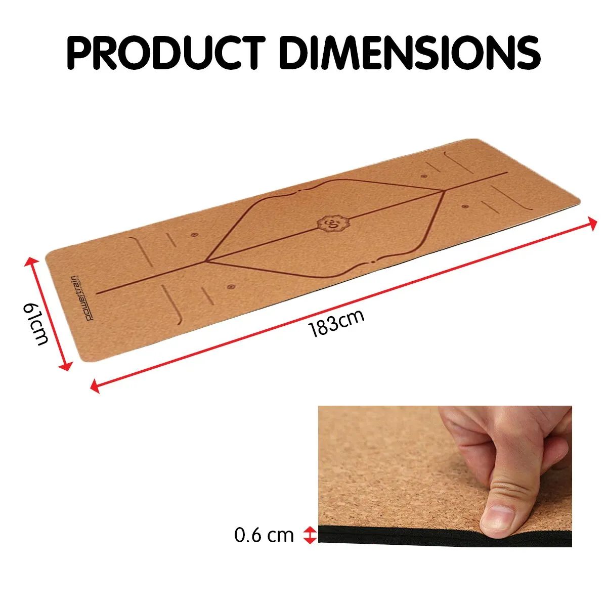 Powertrain Cork Yoga Mat with Carry Straps - Body Line