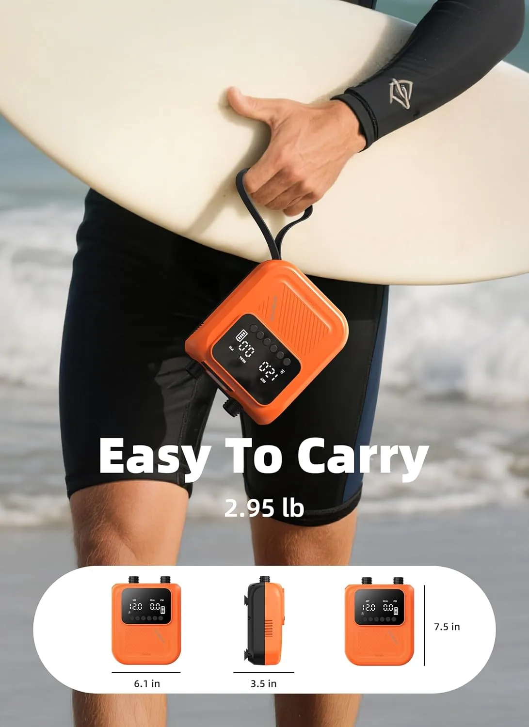 Rechargeable Paddle Board Pump, 2025 Portable SUP Air Pump with Dual Stage Inflation, Up to 20 PSI, 30% Faster with Auto Shut-Off, Ideal for Paddle Boards, Kayaks, Boats, and Tents
