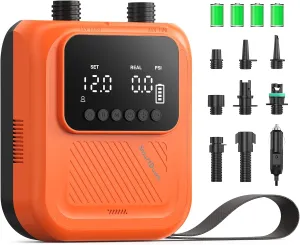 Rechargeable Paddle Board Pump, 2025 Portable SUP Air Pump with Dual Stage Inflation, Up to 20 PSI, 30% Faster with Auto Shut-Off, Ideal for Paddle Boards, Kayaks, Boats, and Tents