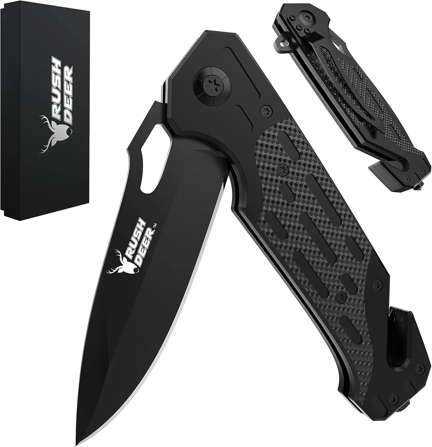 Rush Deer Pocket Knife, Self Defense Knife, Pocket Knife for Men Women Lightweight,EDC Pocket Knives with Clip, Glass Breaker,Christmas Gifts for Men Women Dad Husband
