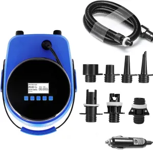 SUP Electric Air Pump, with 7 Nozzles, 20PSI Dual Stage Auto Inflation/Deflation, 12V DC Car Connector, for Inflator Boat, Paddle Board Surf Boats Inflatable Tents