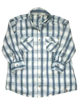 Womens 3/4 Sleeve Plaid Button Up