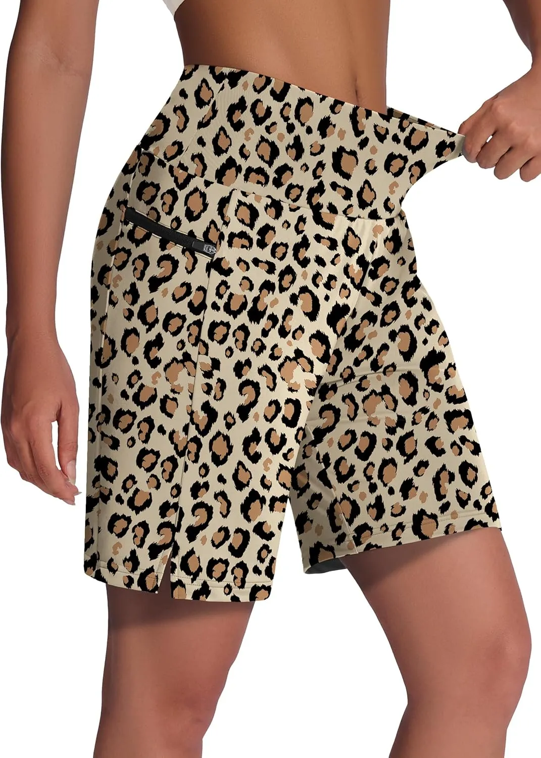 Women's 7" Long Swim Board Shorts - High Waisted Quick Dry Beach Swimming Swimsuit Bottom with Liner Zip Pockets UPF50