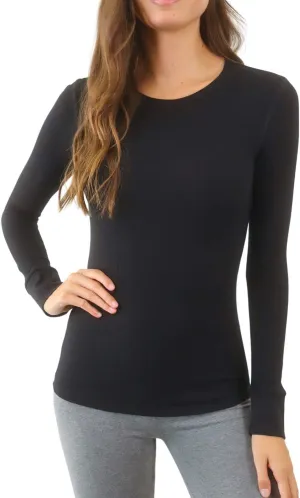 Women's Long Sleeve Waffle Knit Stretch Cotton Thermal Underwear Shirt