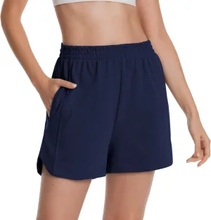 Womens Sweat Shorts Cotton Curved Hem Casual Lounge Short Workout Athletic Shorts with Pockets
