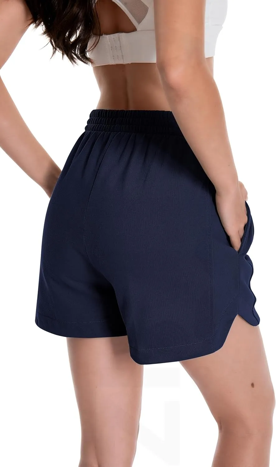 Womens Sweat Shorts Cotton Curved Hem Casual Lounge Short Workout Athletic Shorts with Pockets