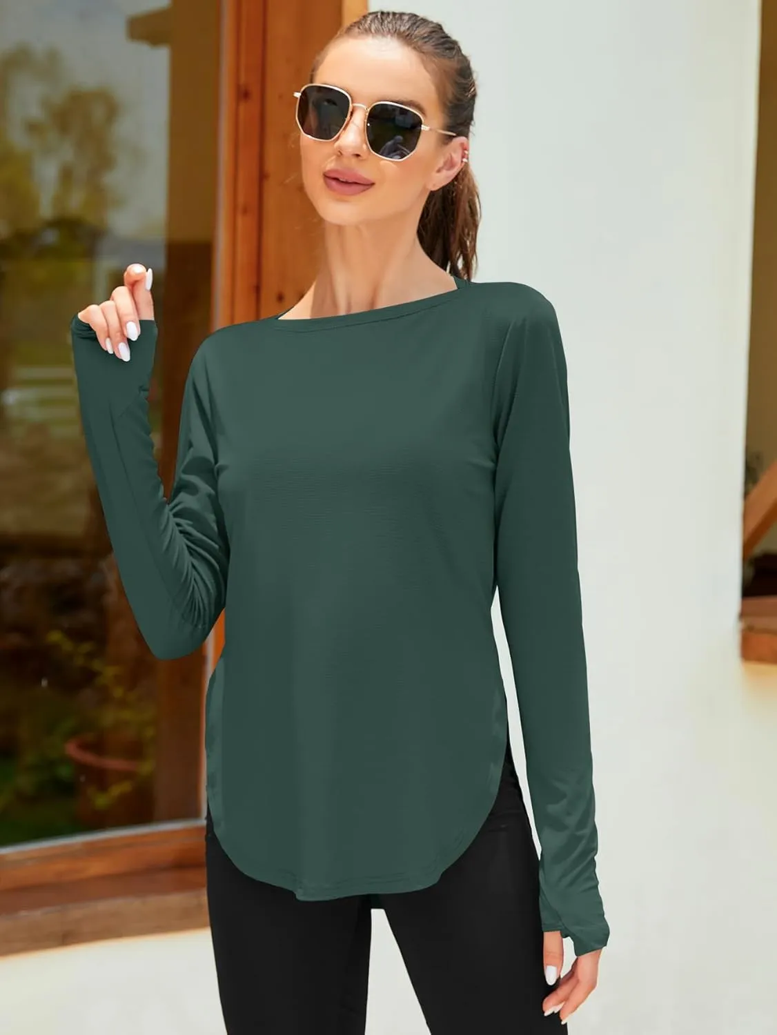 ZHENWEI Women's Long Sleeve Sun Shirt UV Protection Workout Tops Lightweight UPF 50  Golf Gym Hiking Shirts Outdoor Clothing