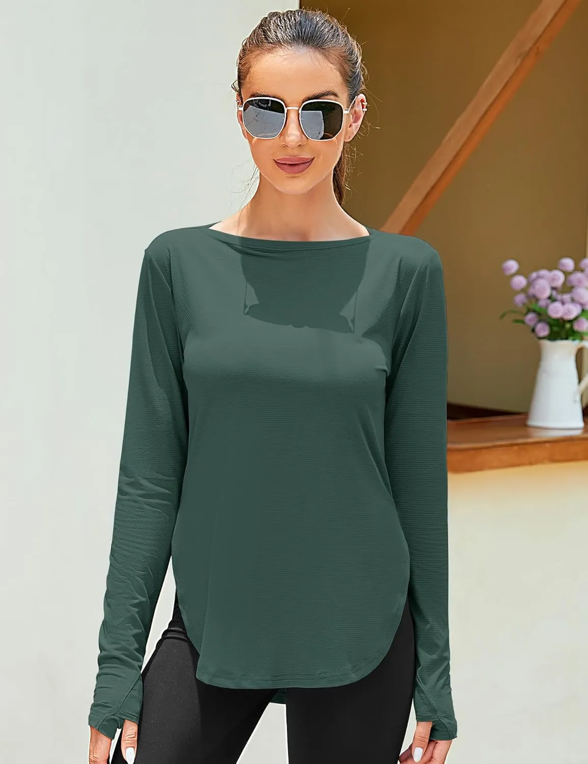 ZHENWEI Women's Long Sleeve Sun Shirt UV Protection Workout Tops Lightweight UPF 50  Golf Gym Hiking Shirts Outdoor Clothing