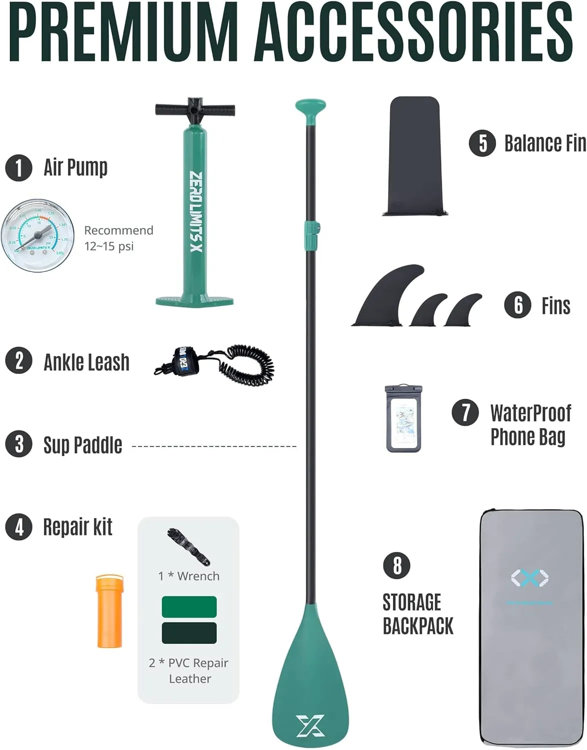 ZLX 10'6" Inflatable Stand Up Paddle Board, Extra Wide Stable Non-Slip Deck Pad, Unique Center Fin, Portable Paddleboard for Adults, Premium SUP for All Skill Levels